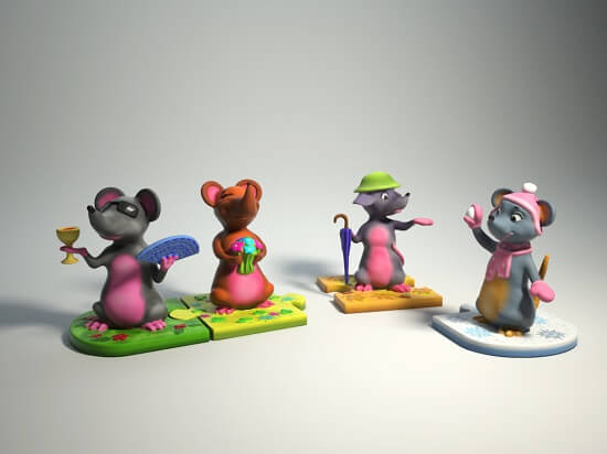 Конкурсная 3Д-модель пазл Мышки, конкурс Времена года от CubicPrints 3D-модель мышек