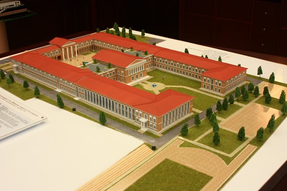 Напечатанный на 3Д принтере колонны и фонтан для архитектурного макета 3D макет из фотополимера